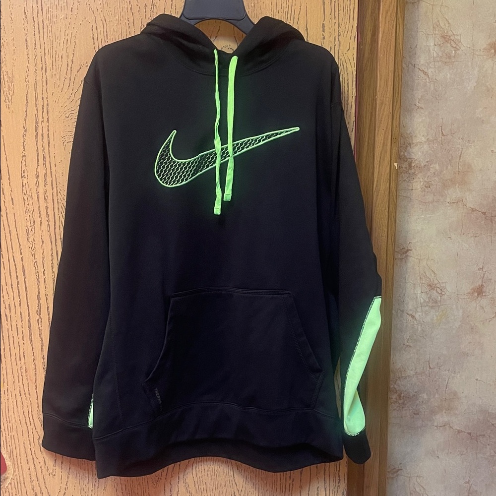Nike Men's Black Hoodie with Neon Green Accents - Picture 1 of 3